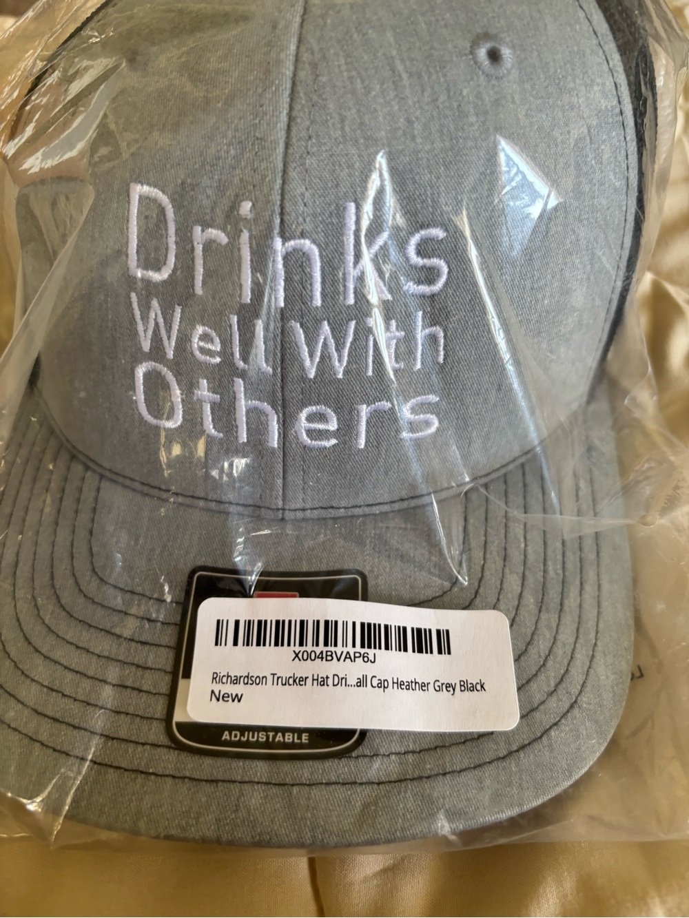 Richardson Heather Gray 'Drinks Well With Others' Trucker Hat